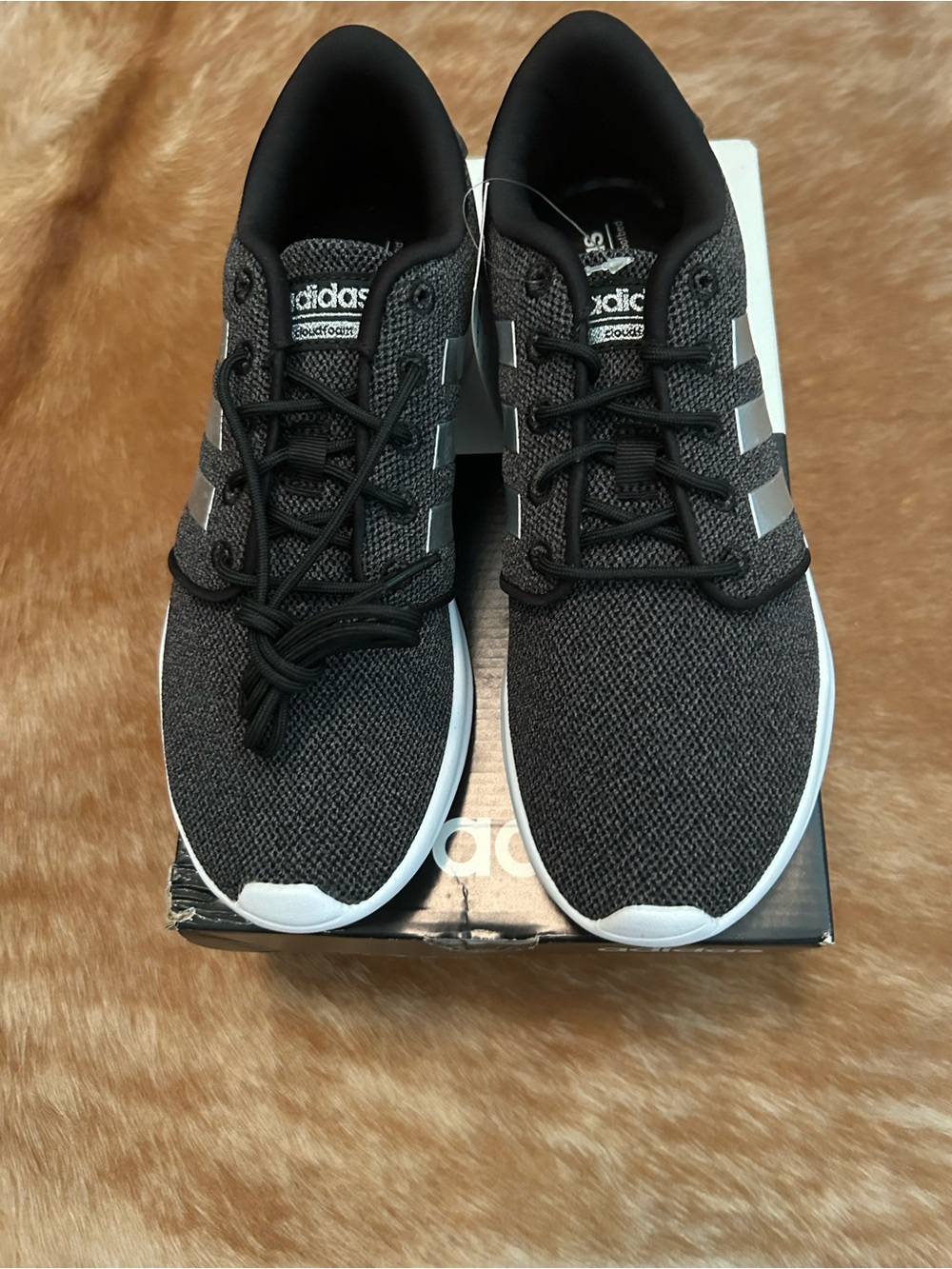 adidas Men’s Black & Silver Knit Athletic Sneakers